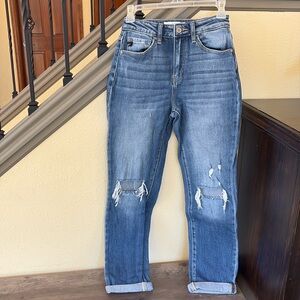 KanCan Distressed High Waisted Straight Leg Jeans Size 1/24